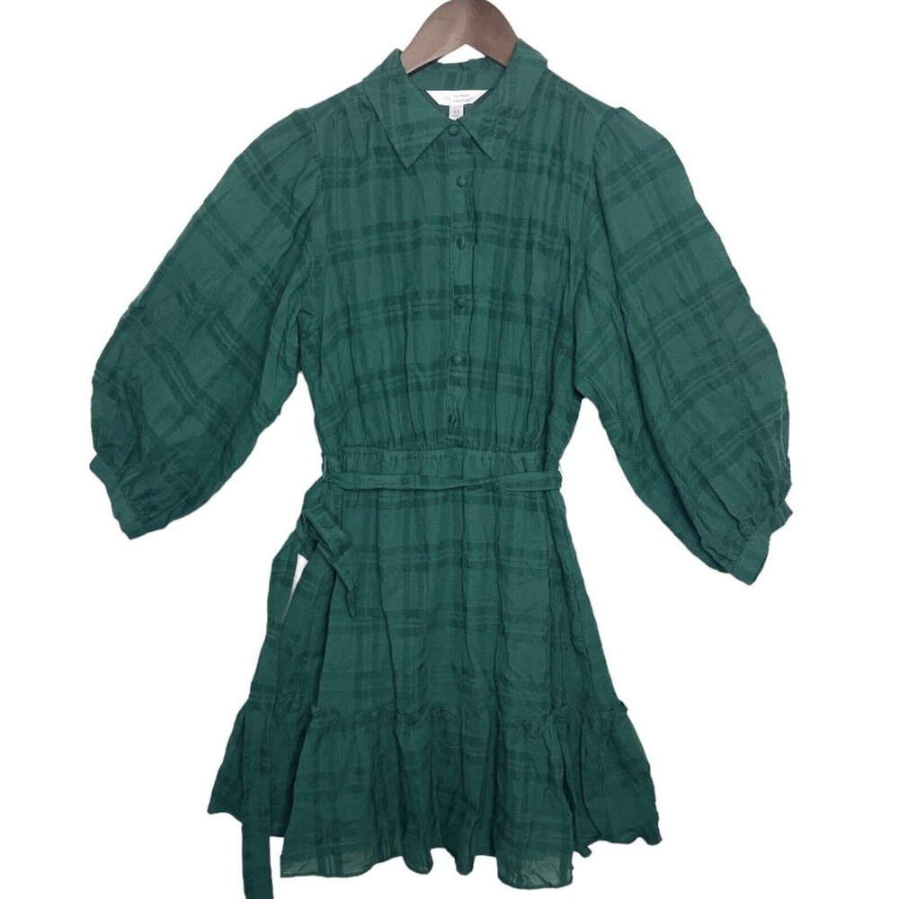 LC Lauren Conrad Dress Women’s Size XS Green Striped Dress Belt Fit Flare ($42)